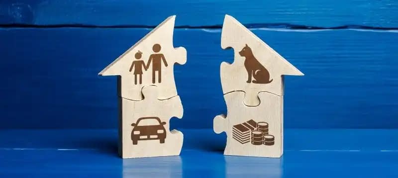 Puzzle house with family life attributes divided